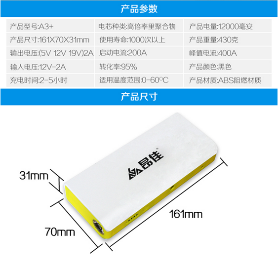 汽車啟動電源A3+參數(shù)