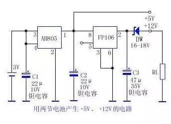 3V轉(zhuǎn)+5V、+12V的電路圖